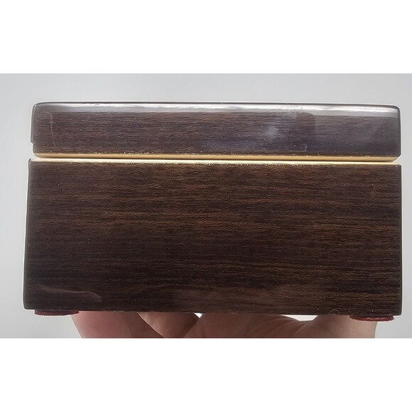 Still Life Tabby Cat Lacquerware Wooden Hinged Trinket Jewelry Box Lined Italy - Picture 3 of 15